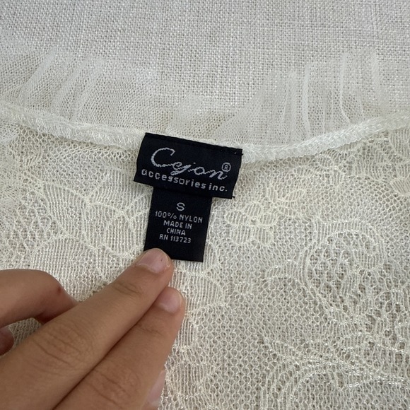 Cejon Cardigan Womens S Ivory Lace Ruffle Coquette Fairycore Layering Y2K - Picture 9 of 9